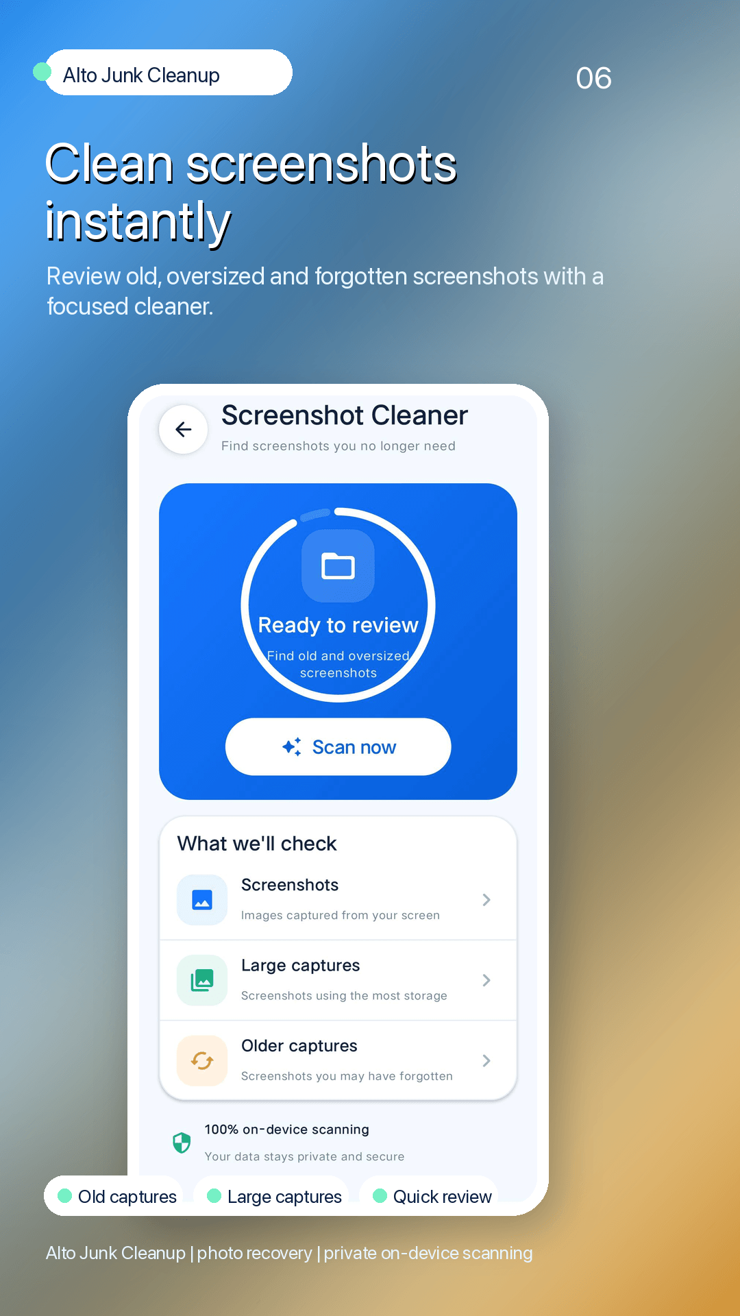 Clean screenshots instantly